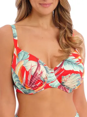 Bamboo Grove Gathered Full Cup Bikini Top - Hot Chilli