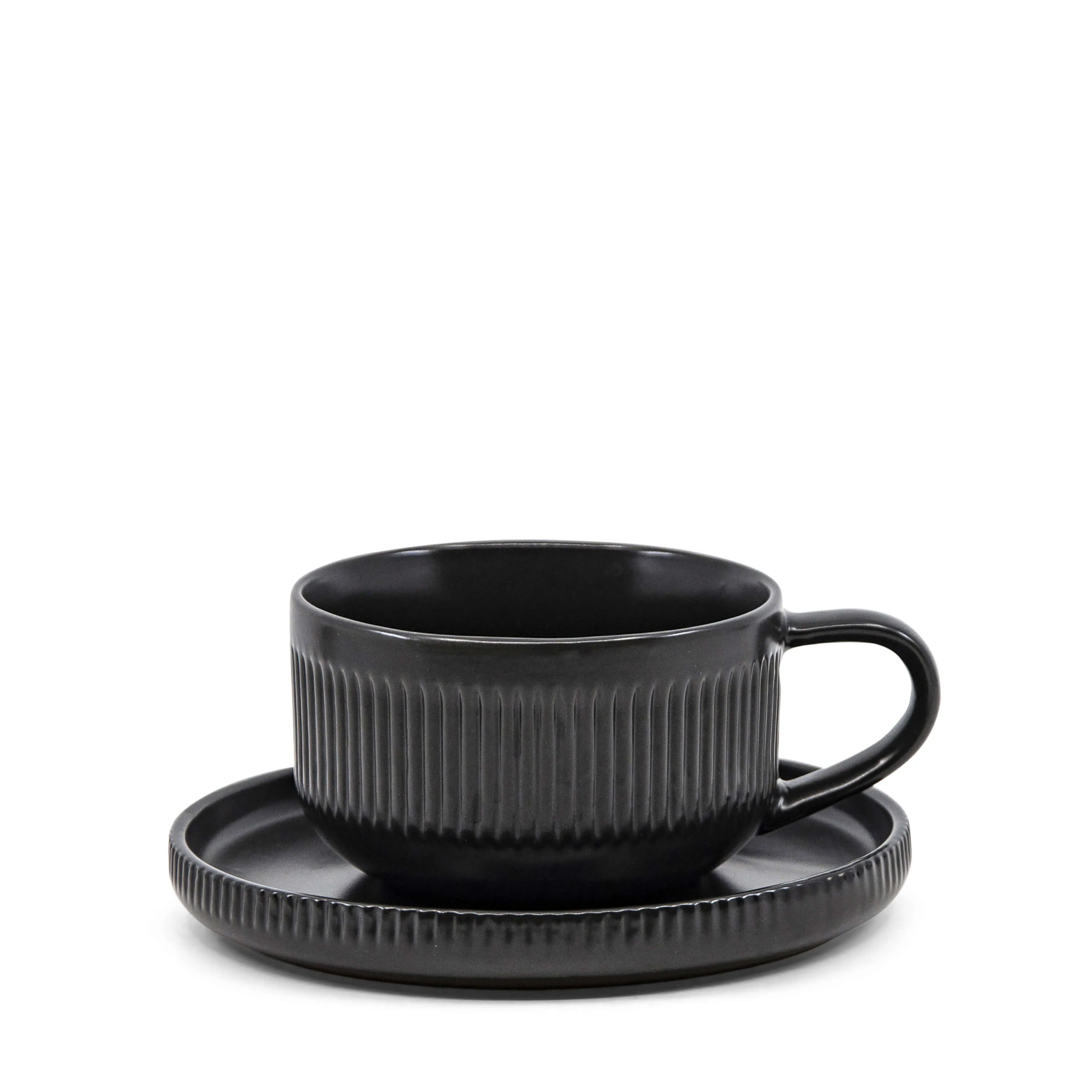 Brae Tea Cups & Saucers 100mL - Set of 4 - Black
