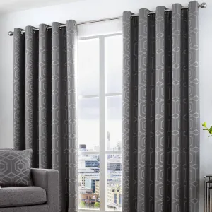 Camberwell Pair of Eyelet Curtains by Curtina in Graphite