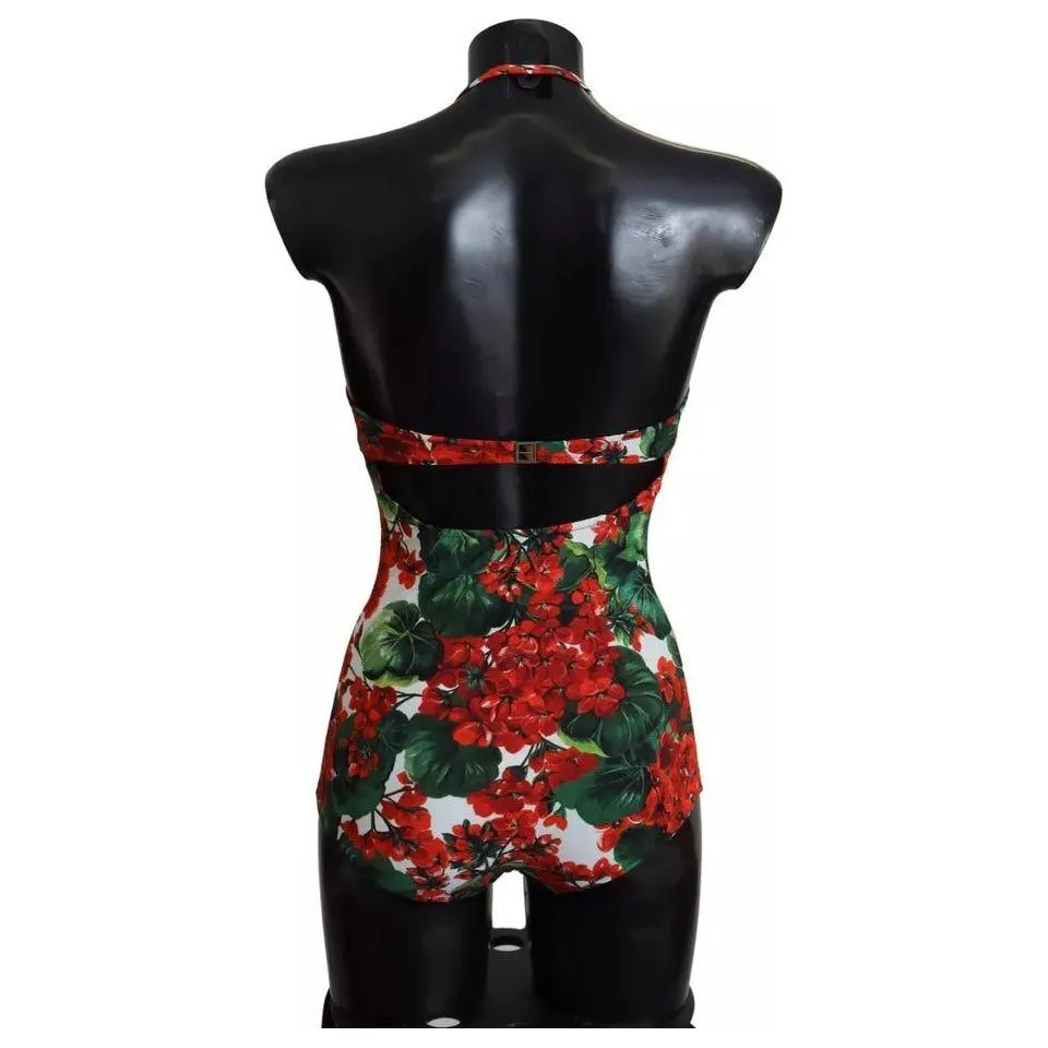 Dolce & Gabbana Multicolor Geranium One Piece Beachwear Swimsuit
