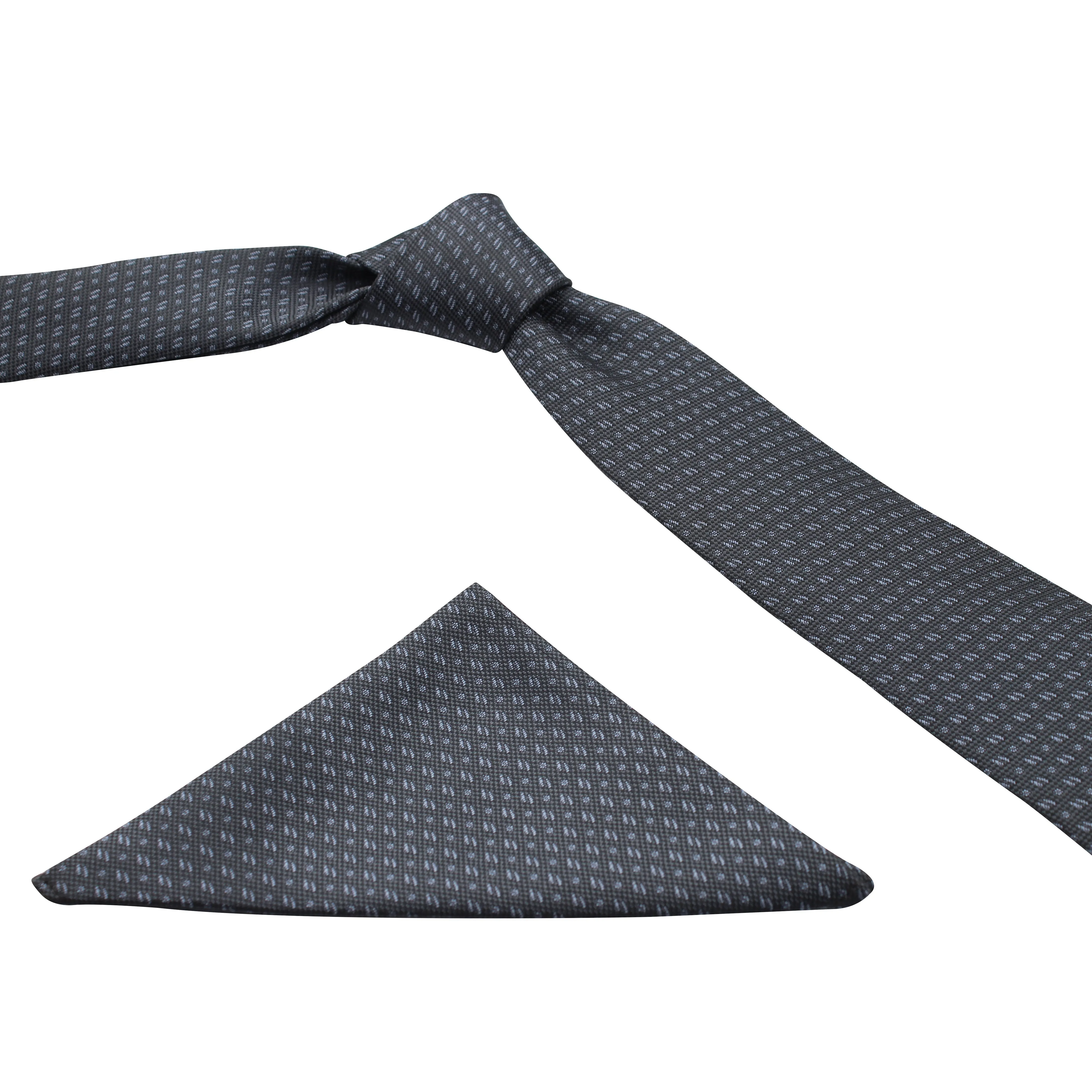 Kovove Black Abstract Necktie and Pocket Square Gift Box