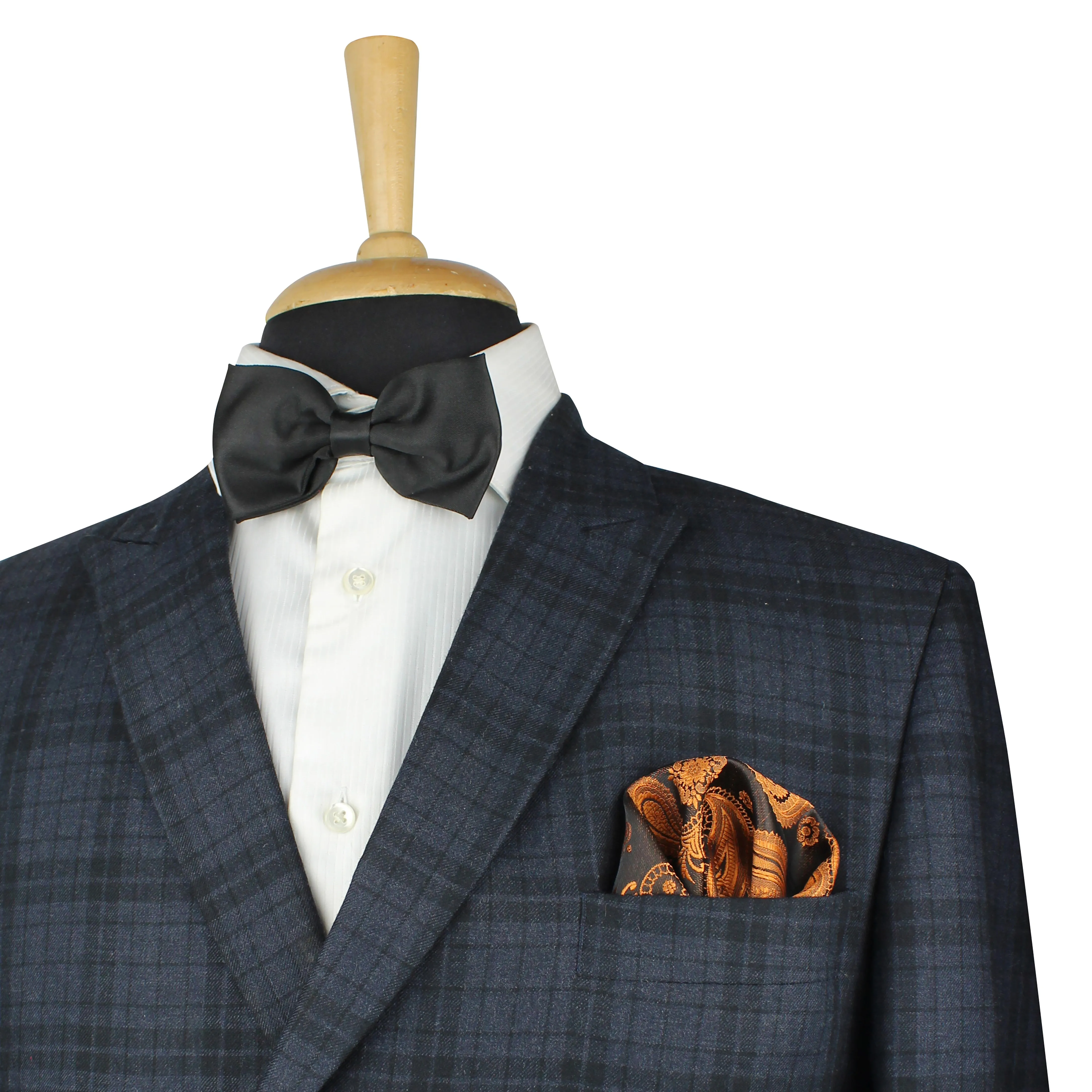 Kovove Smoothing Black Paisley Necktie and Pocket Square Gift Box