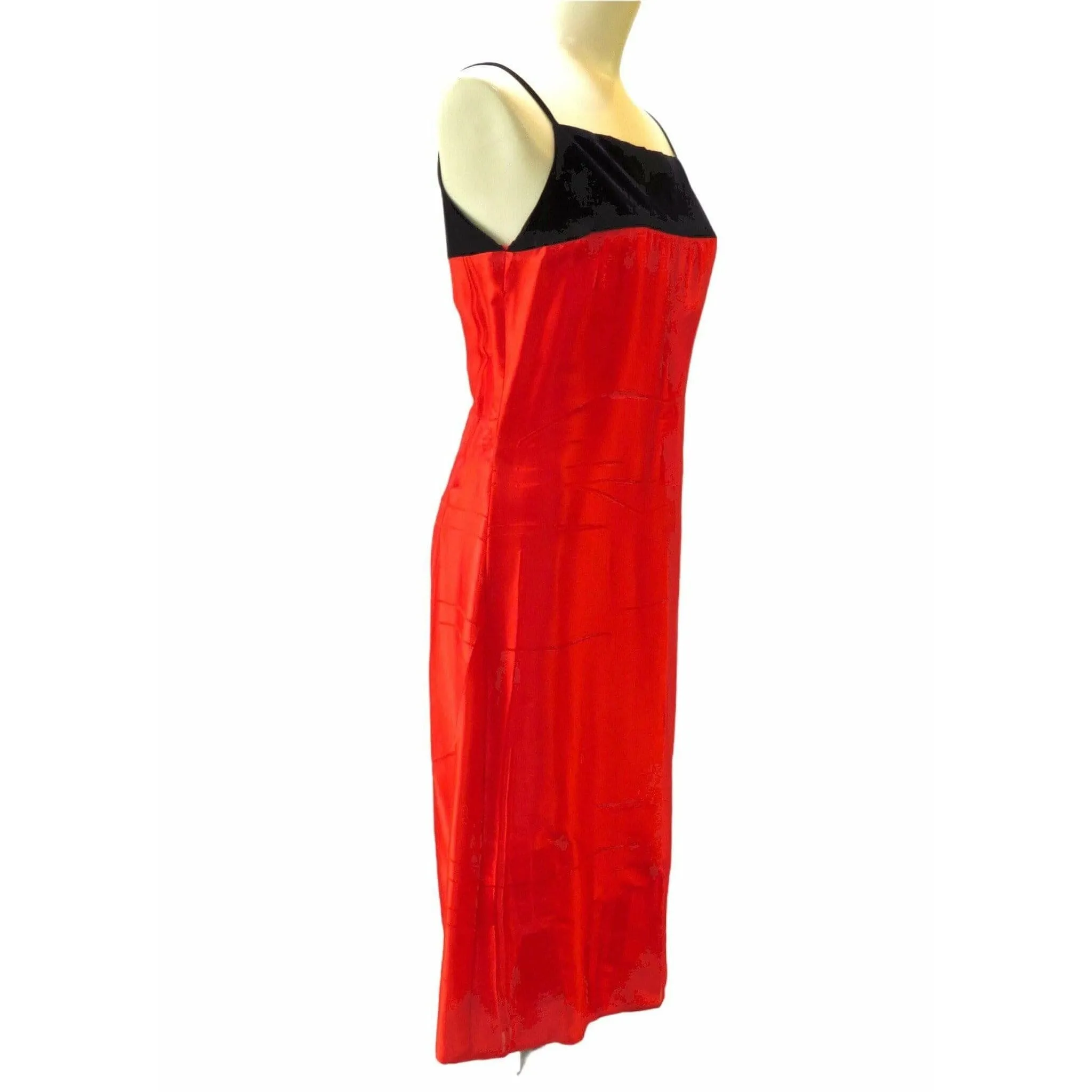 Martine Sitbon Red Silk and Velvet Dress
